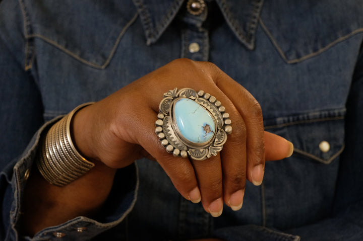 Sterling Silver Golden Hills Turquoise Boyd Ashley Navajo Ring