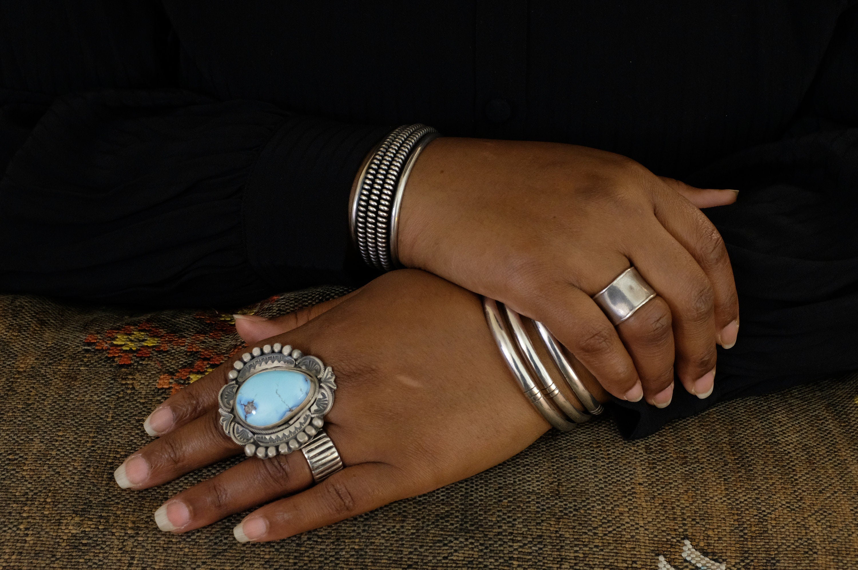 Sterling Silver Golden Hills Turquoise Boyd Ashley Navajo Ring