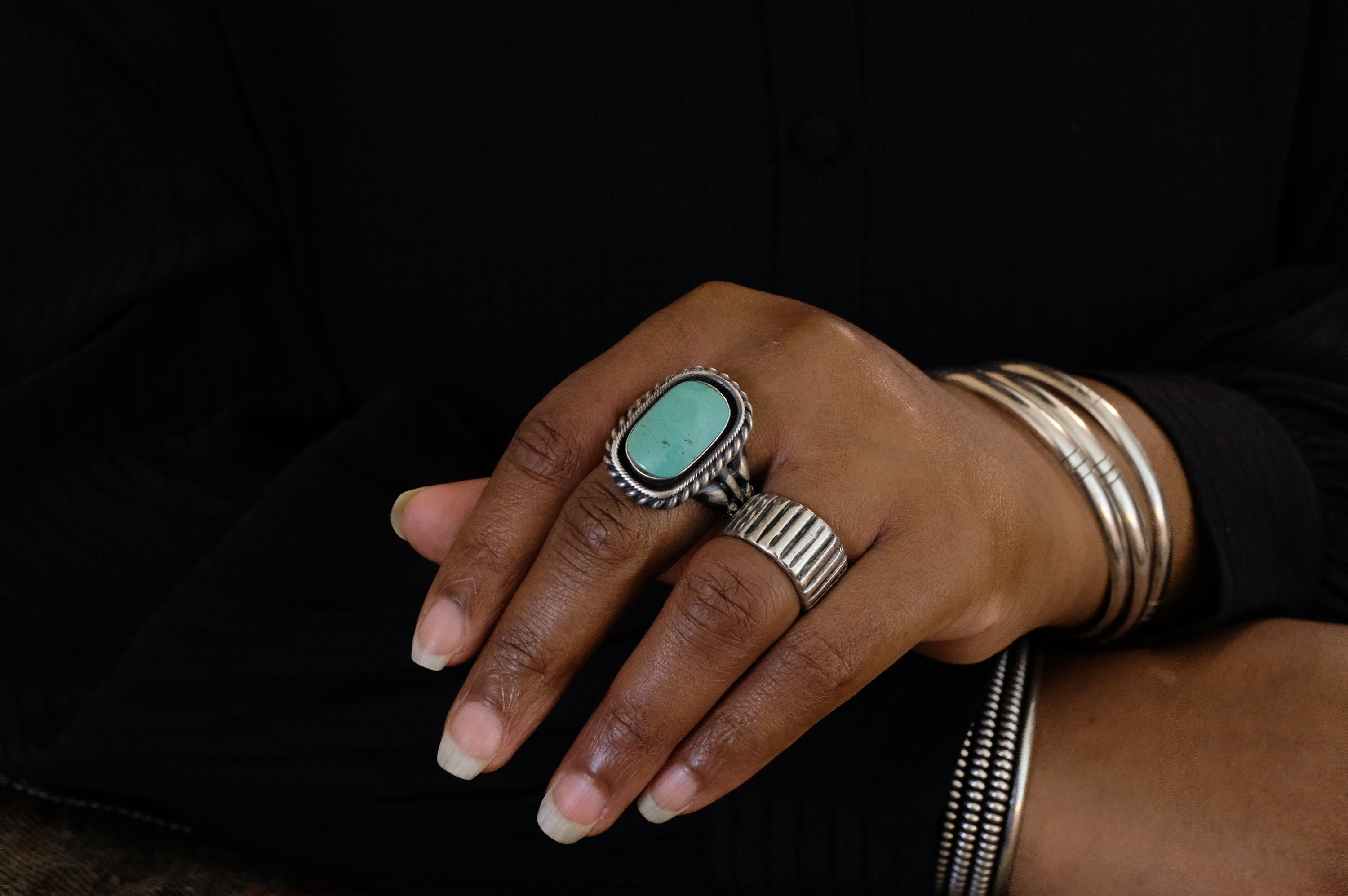 Sterling Silver Turquoise Bobby Platero Navajo Ring