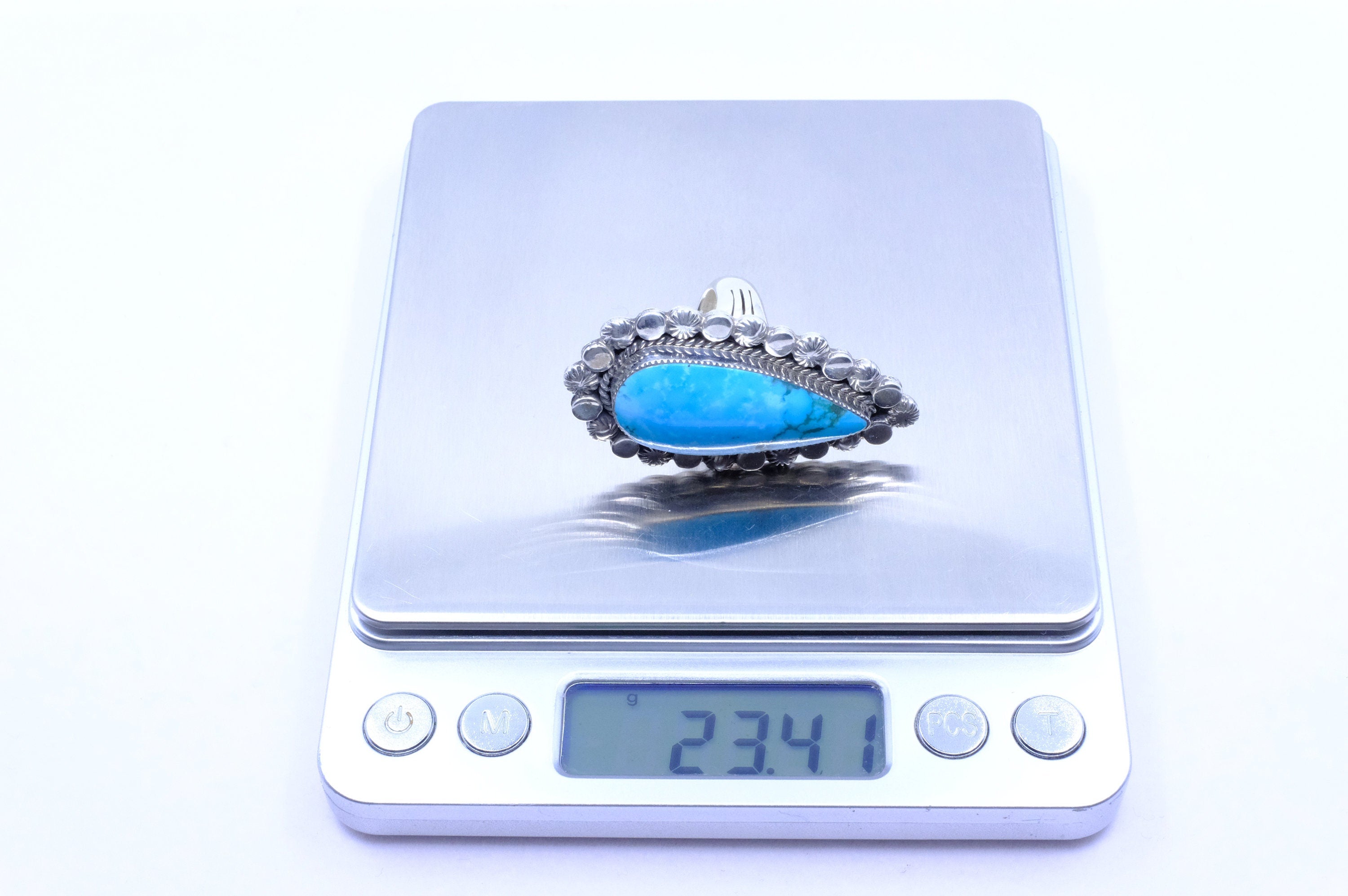 Sterling Silver Turquoise Greg Yazzie Navajo Ring