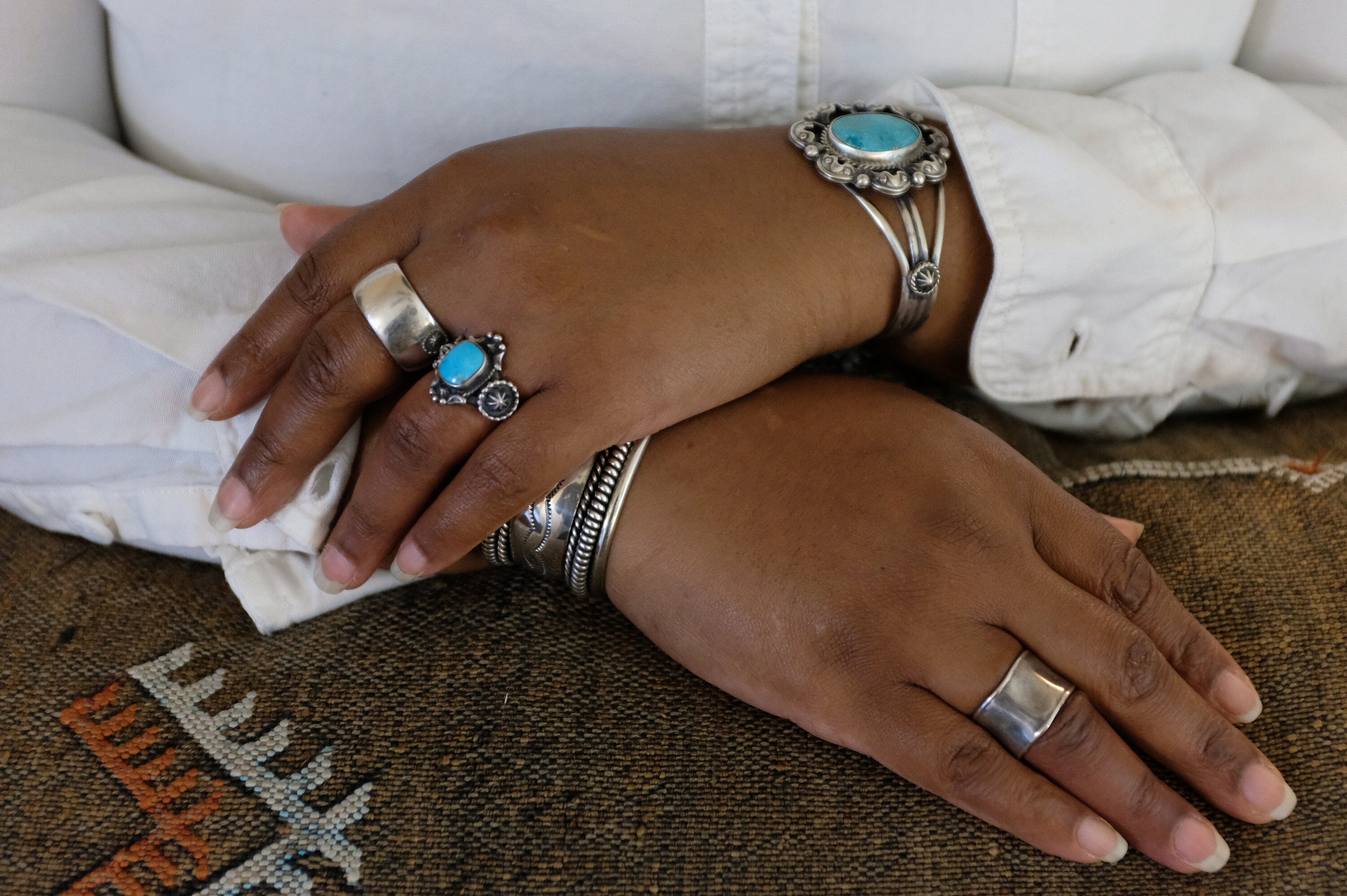 Sterling Silver Turquoise Genevieve Francisco Navajo Ring