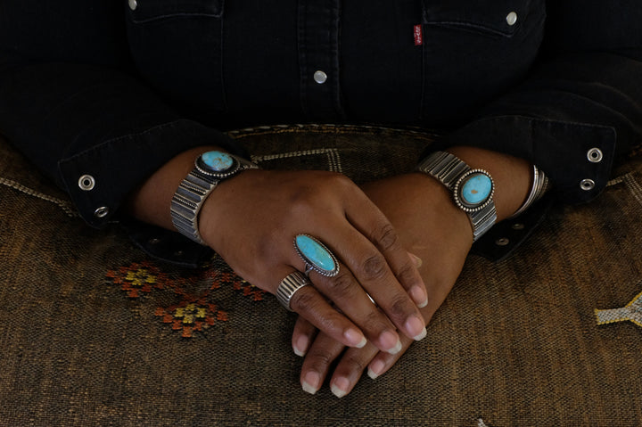 Sterling Silver Turquoise Robert Shakey Navajo Ring