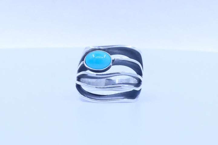 Sterling Silver Turquoise James Bahe Navajo Ring