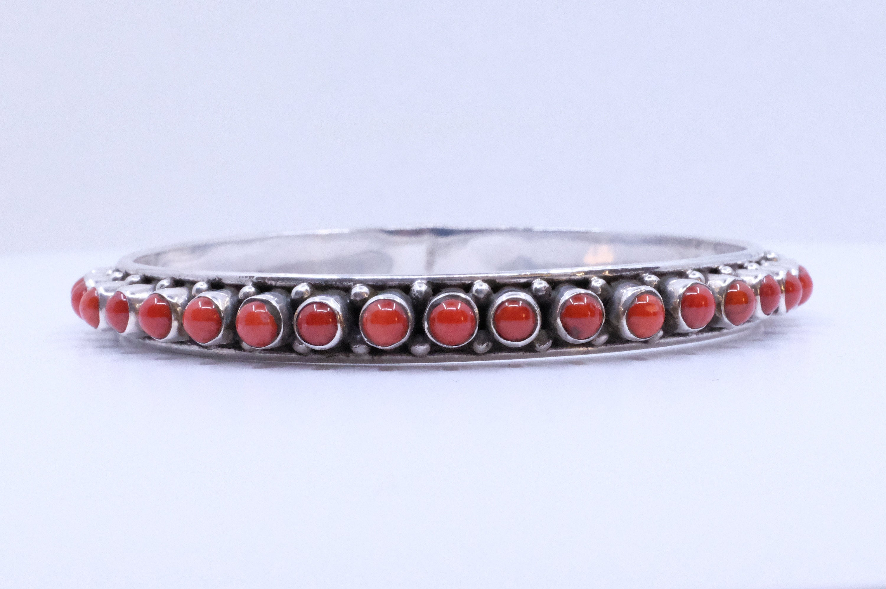 Sterling Silver Mediterranean Coral Bangles