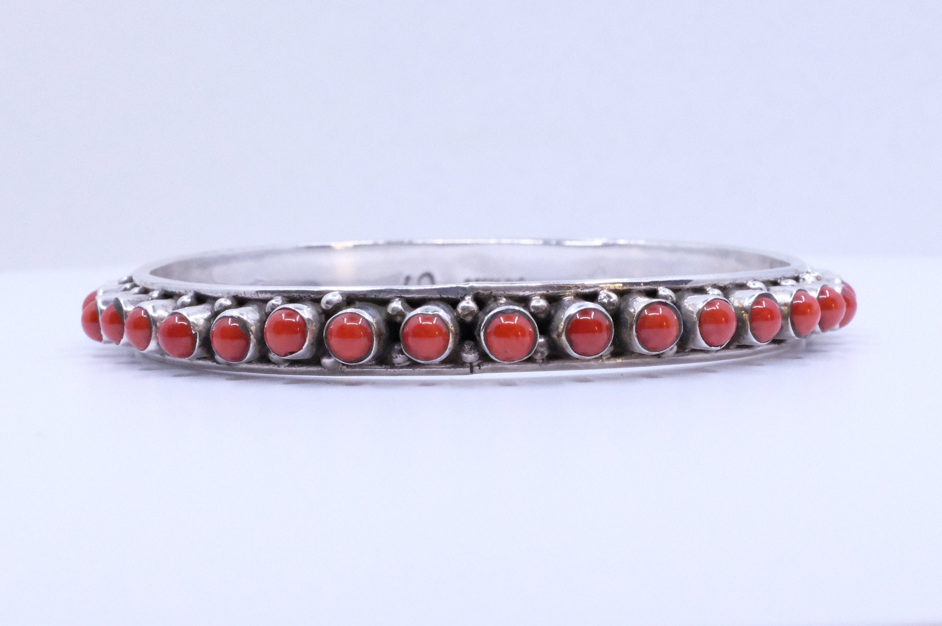 Sterling Silver Mediterranean Coral Bangles