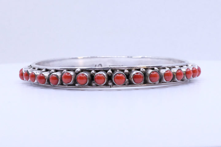 Sterling Silver Mediterranean Coral Bangles