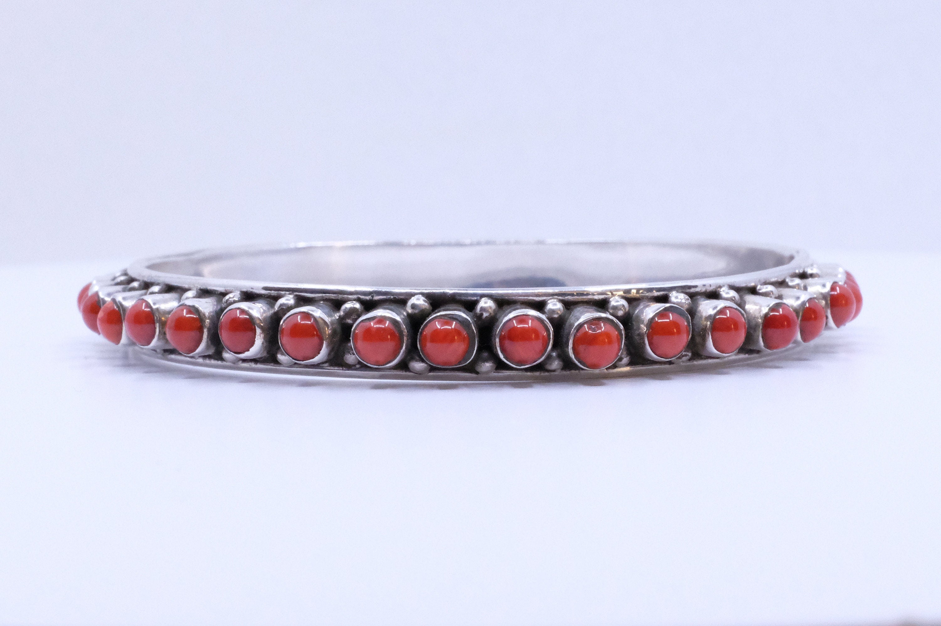 Sterling Silver Mediterranean Coral Bangles