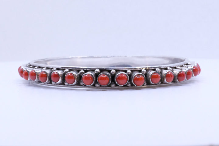 Sterling Silver Mediterranean Coral Bangles