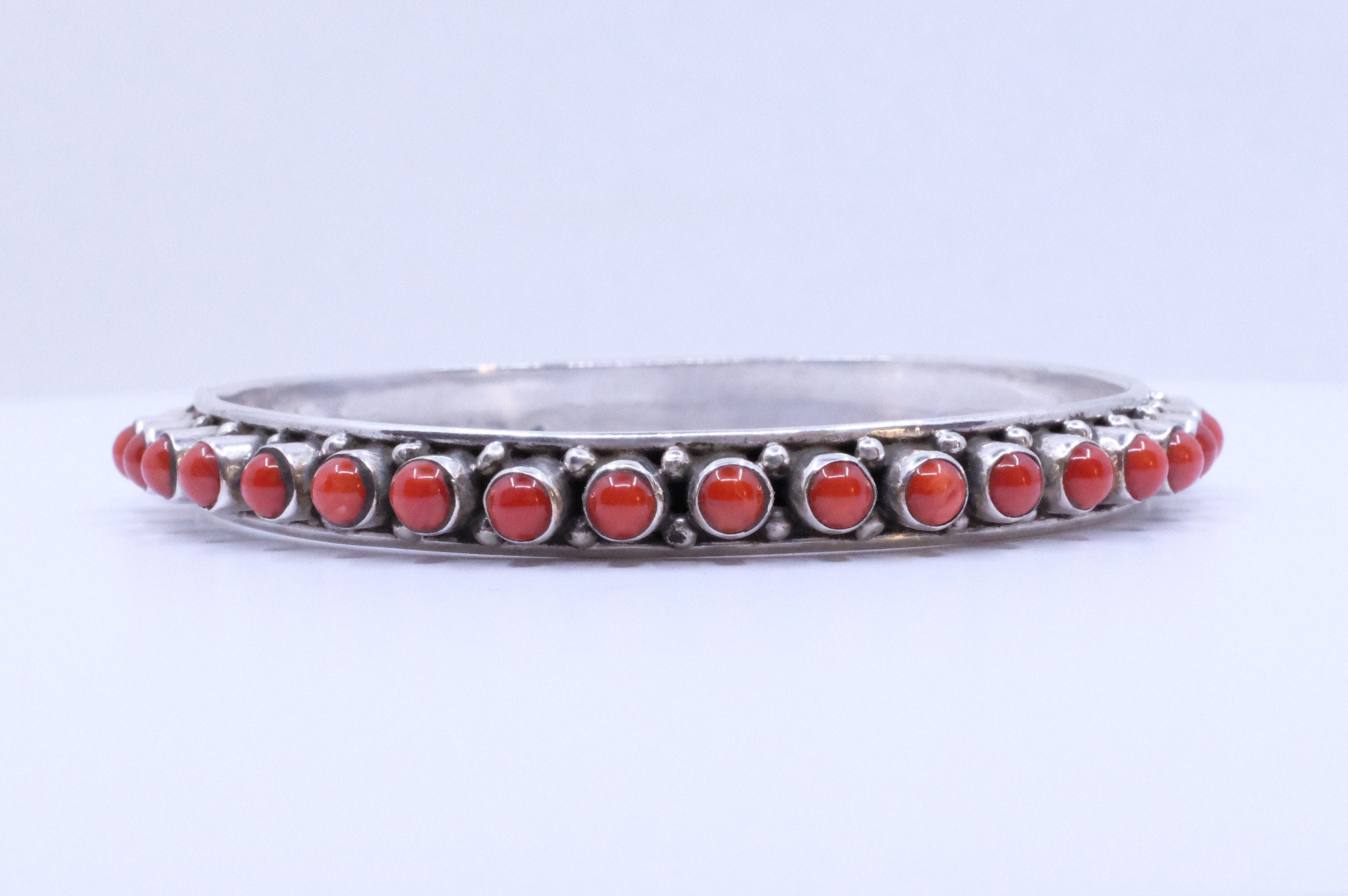 Sterling Silver Mediterranean Coral Bangles