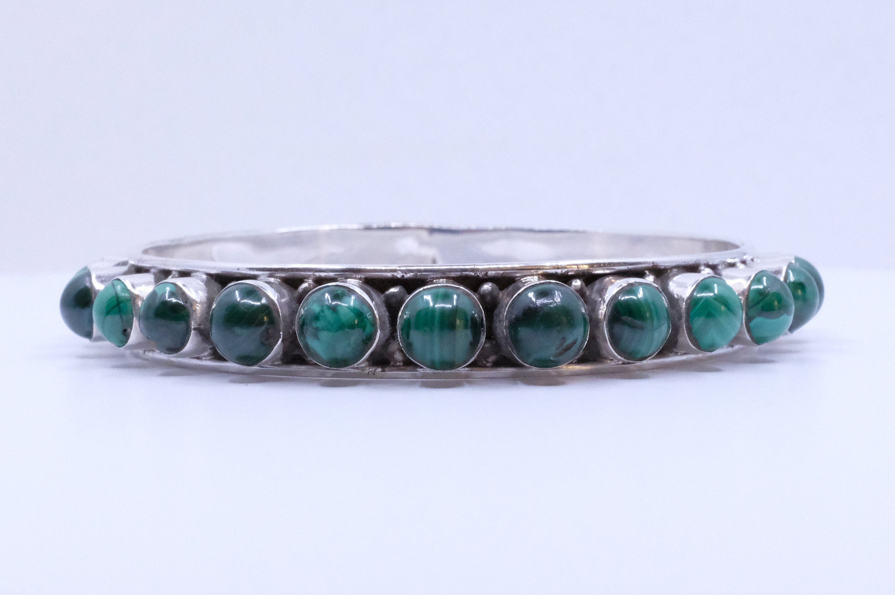 Sterling Silver Malachite Bangles