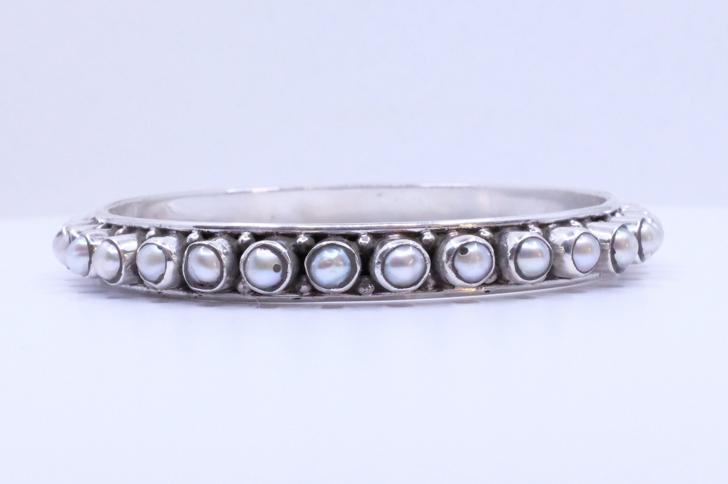 Sterling Silver Pearl Bangles