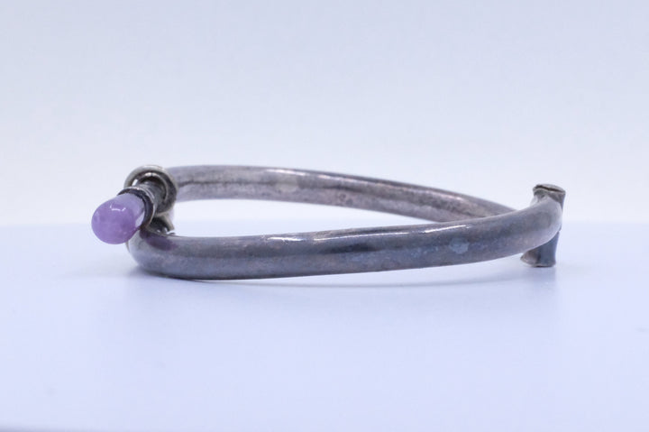 Sterling Silver Amethyst Hinged Bangle Bracelet