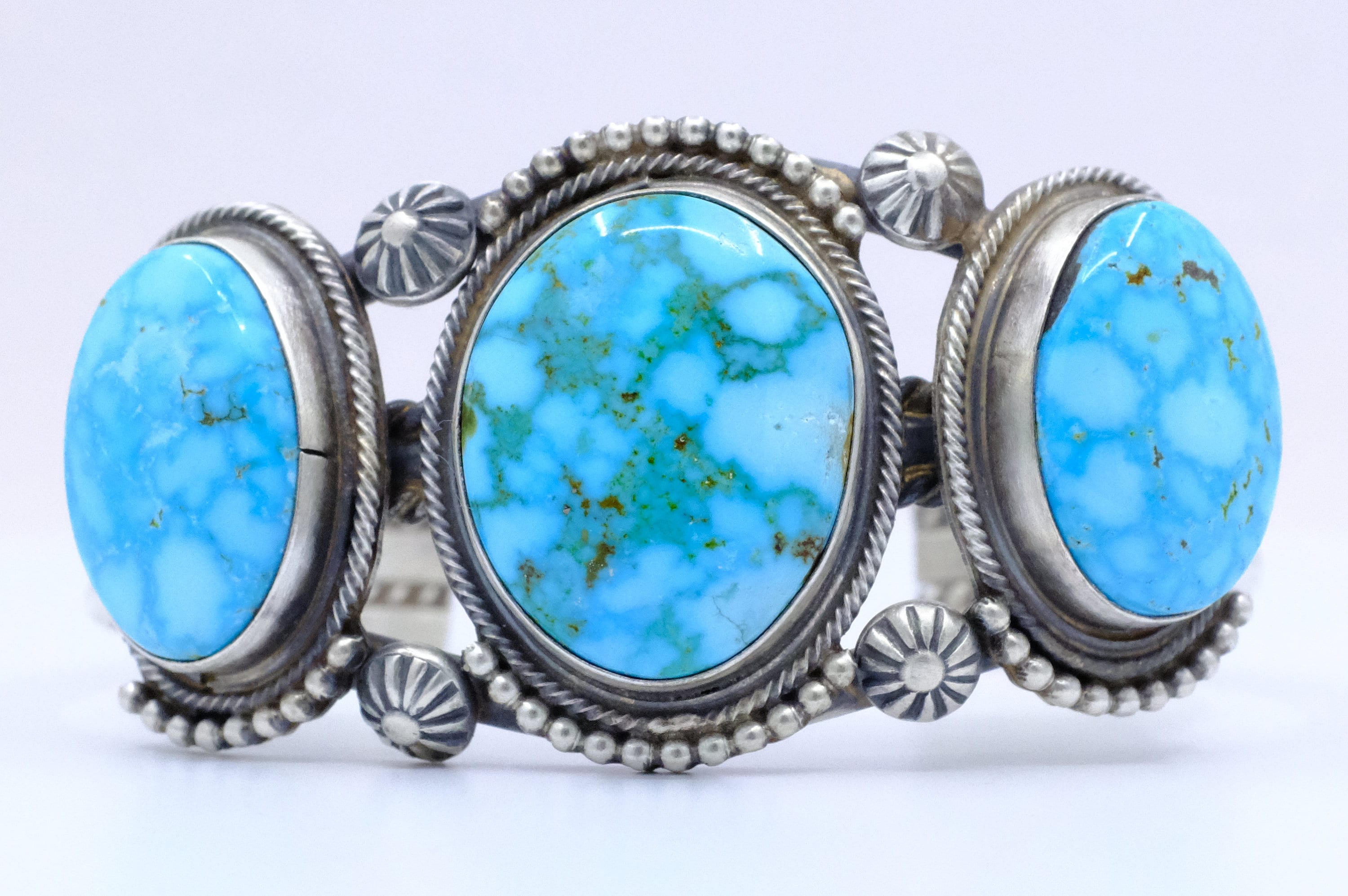 Sterling Silver Kingman Turquoise Kathleen Chavez Navajo Cuff Bracelet