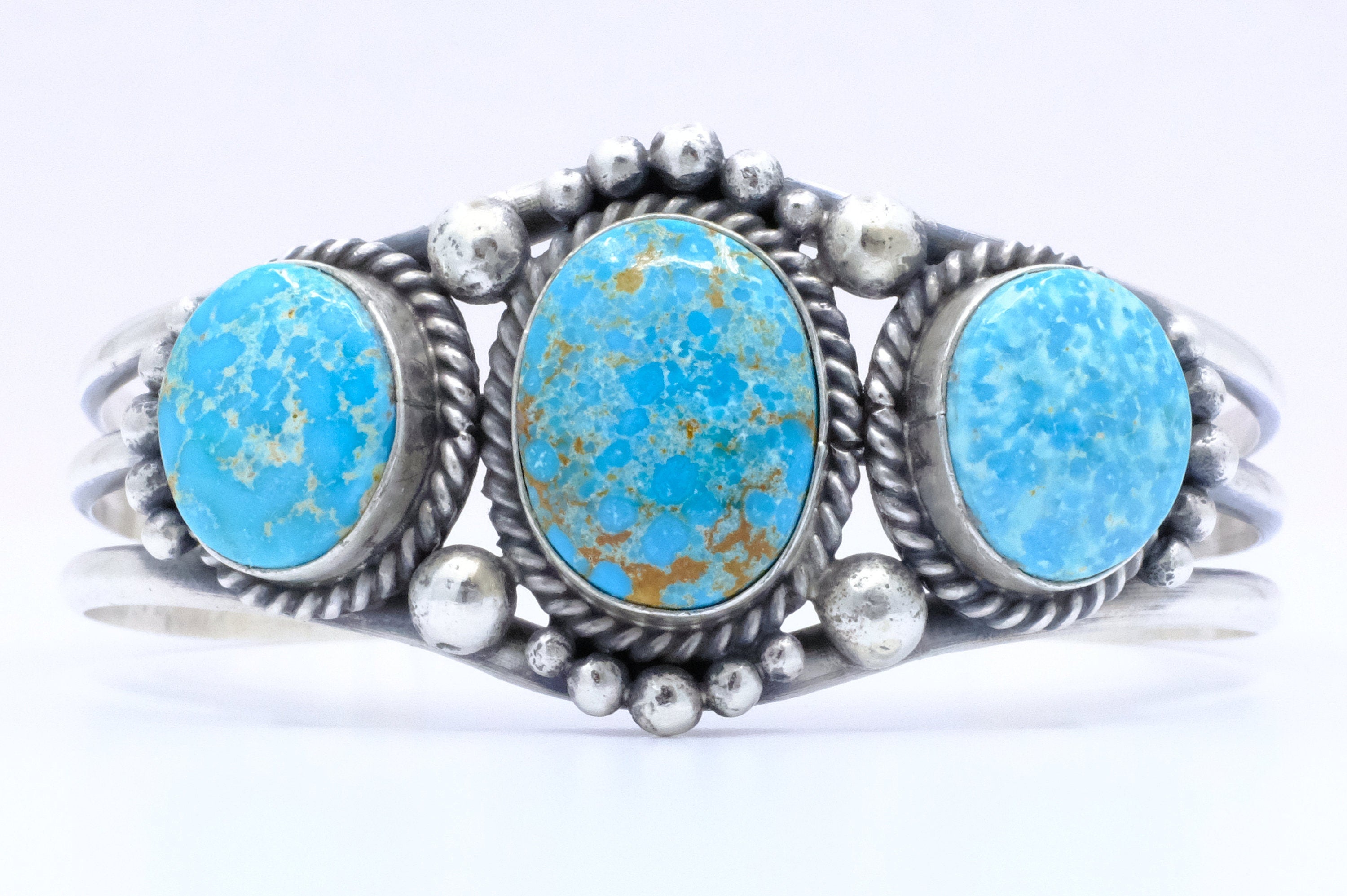 Sterling Silver Valley Blue Turquoise Mary Ann Spencer Navajo Cuff Bracelet