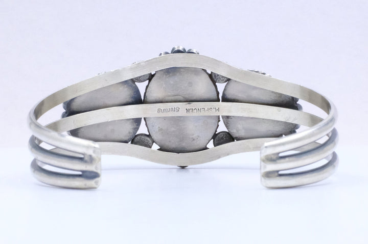 Sterling Silver Valley Blue Turquoise Mary Ann Spencer Navajo Cuff Bracelet