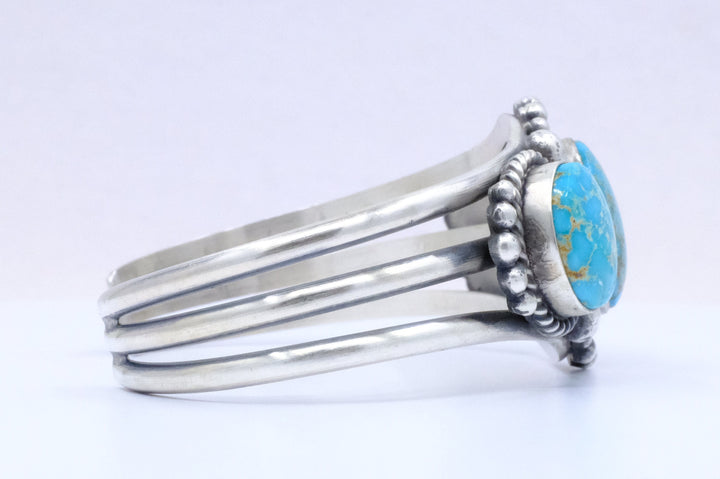 Sterling Silver Valley Blue Turquoise Mary Ann Spencer Navajo Cuff Bracelet