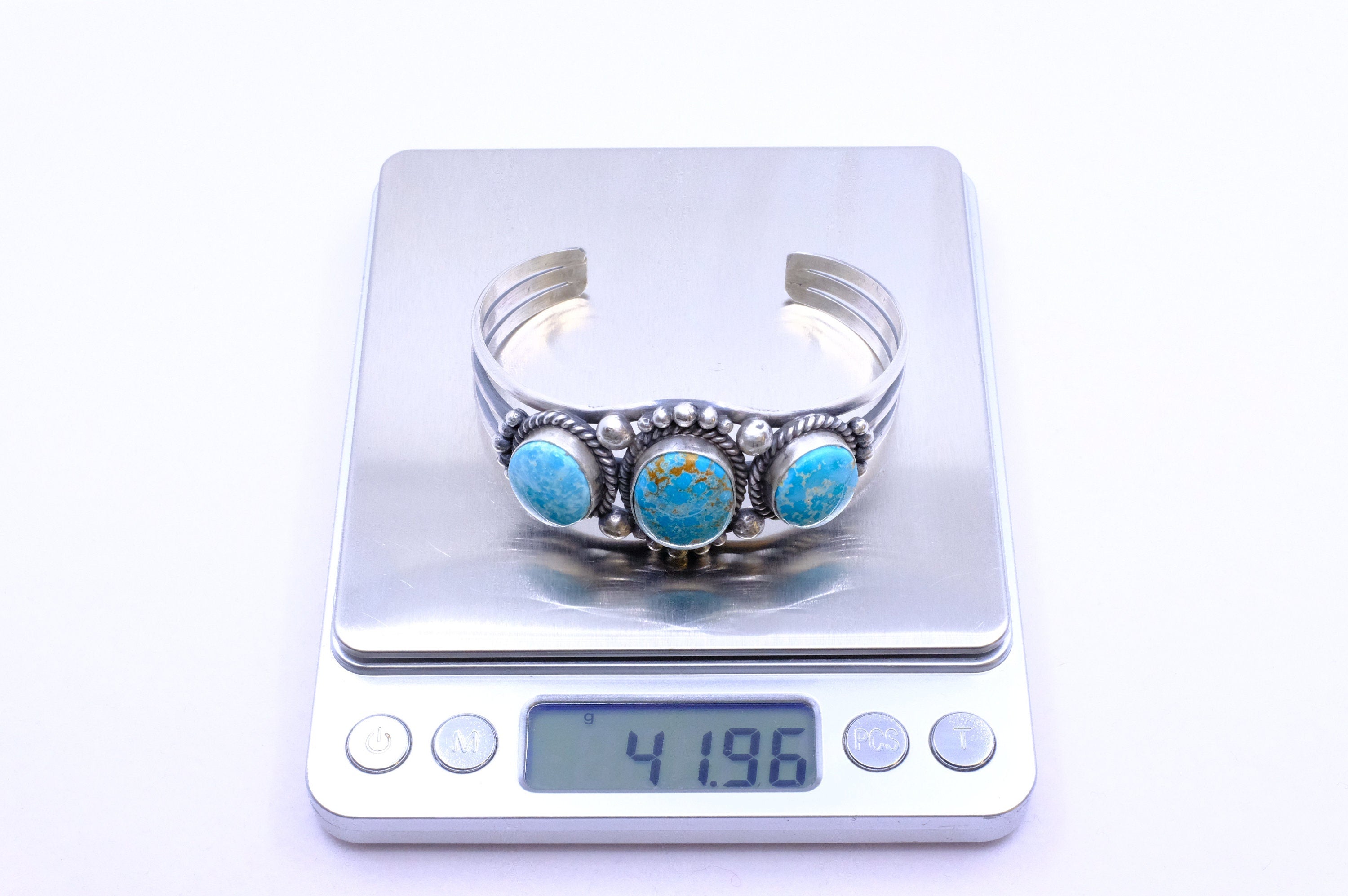 Sterling Silver Valley Blue Turquoise Mary Ann Spencer Navajo Cuff Bracelet