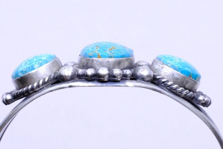 Sterling Silver Valley Blue Turquoise Mary Ann Spencer Navajo Cuff Bracelet