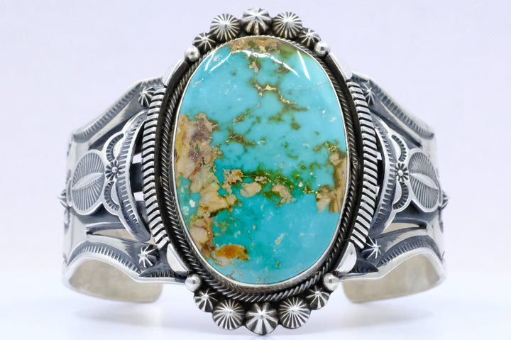 Sterling Silver Royston Turquoise Aaron Toadlena Navajo Cuff Bracelet