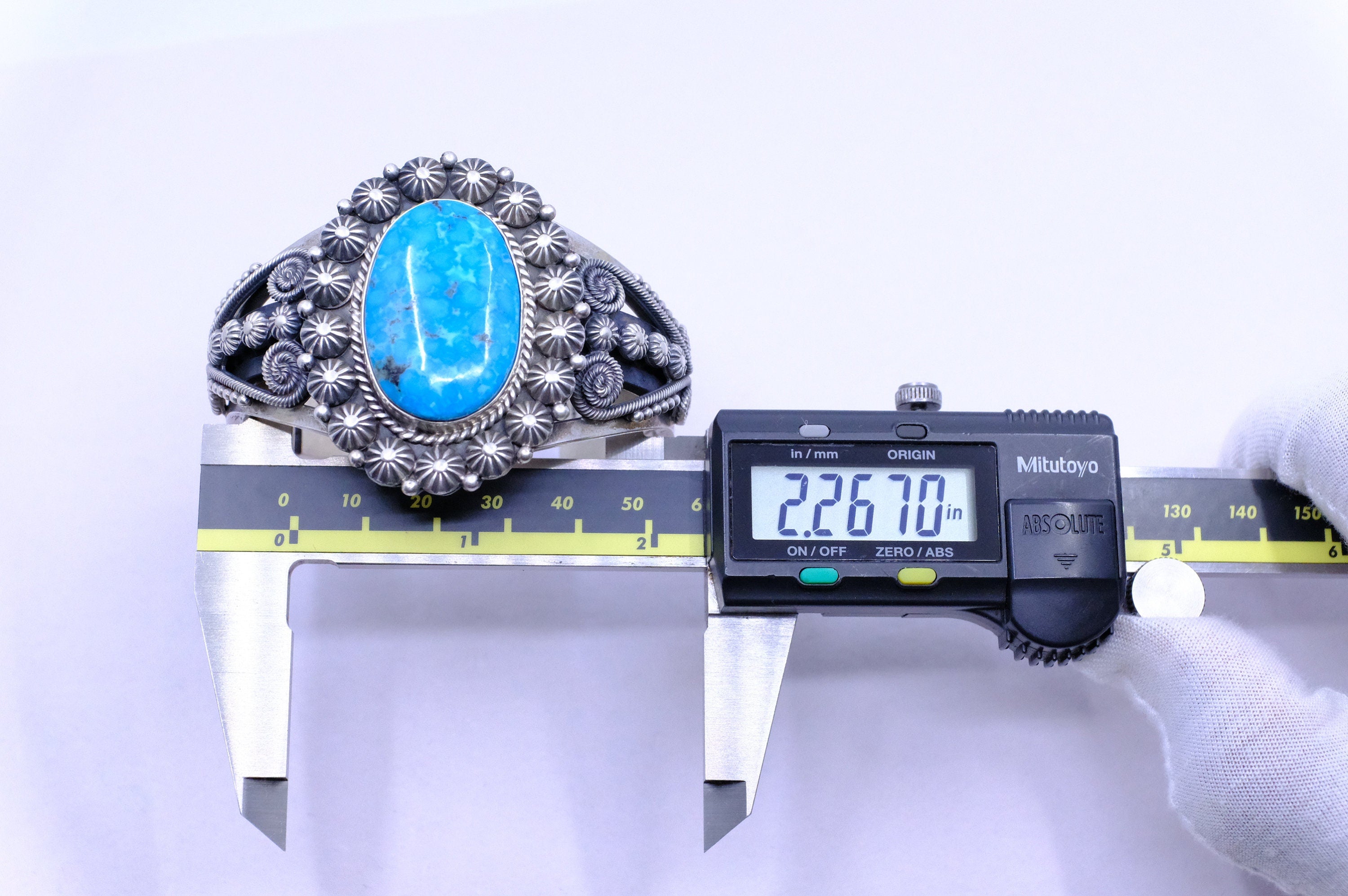 Sterling Silver Kingman Turquoise Michael & Rose Calladitto Navajo Cuff Bracelet