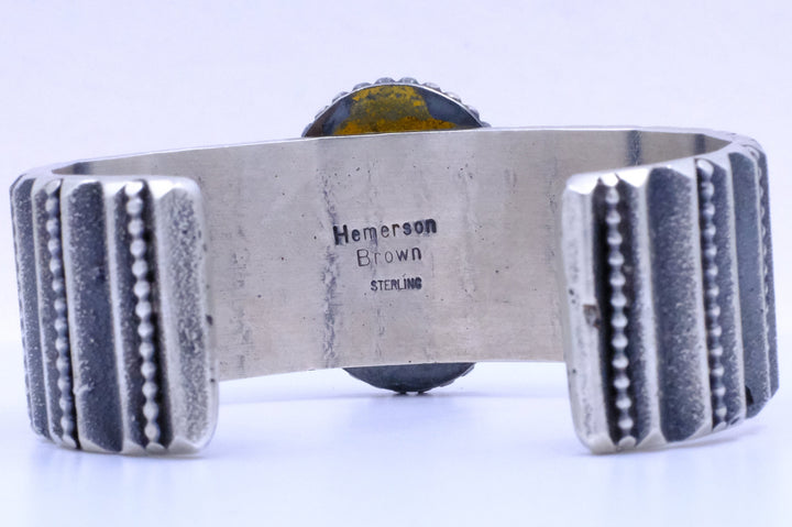 Sterling Silver Kingman Turquoise Hemerson Brown Navajo Cuff Bracelet