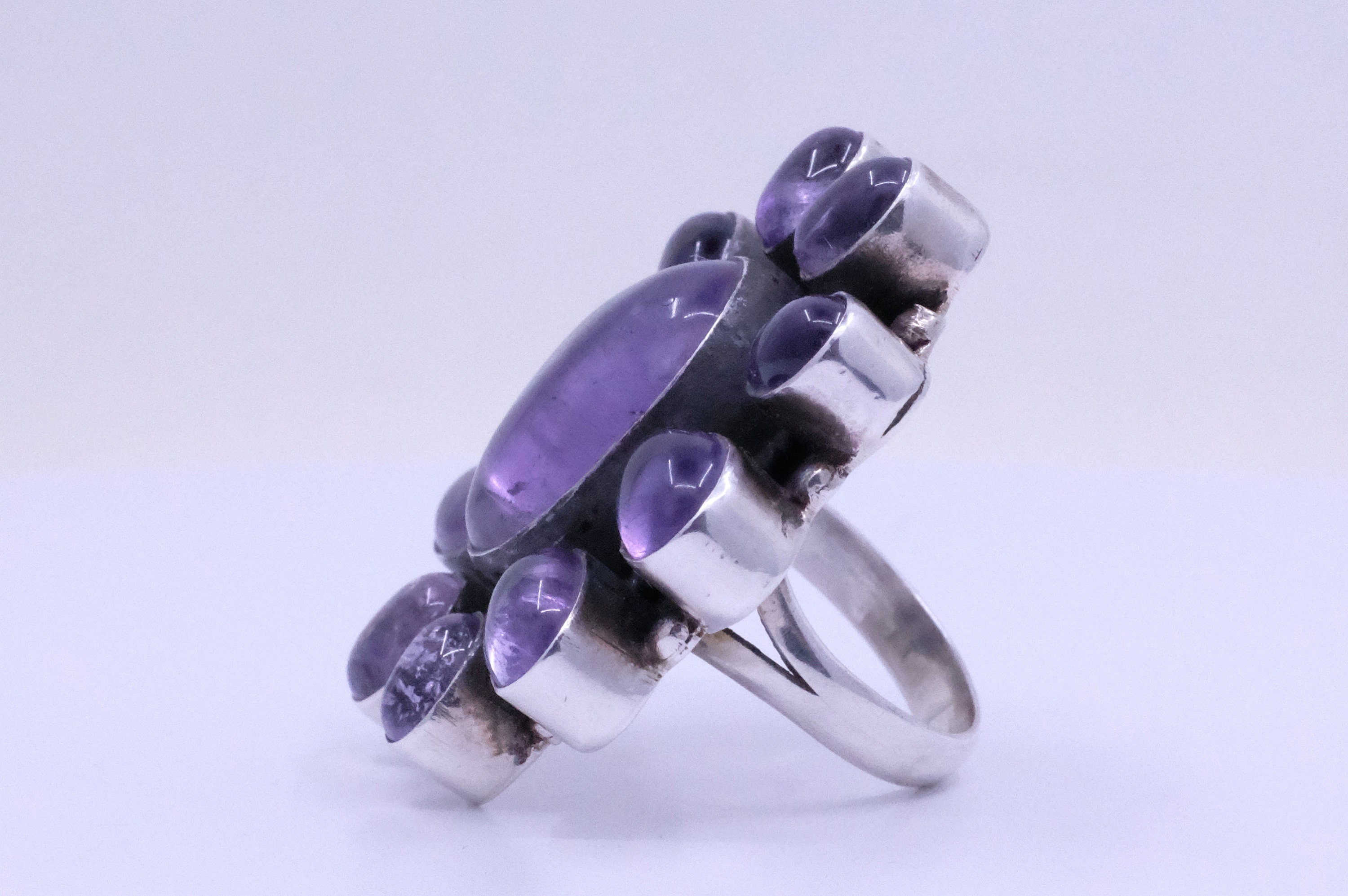 Sterling Silver Amethyst Cluster Ring