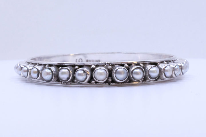 Sterling Silver Pearl Bangles