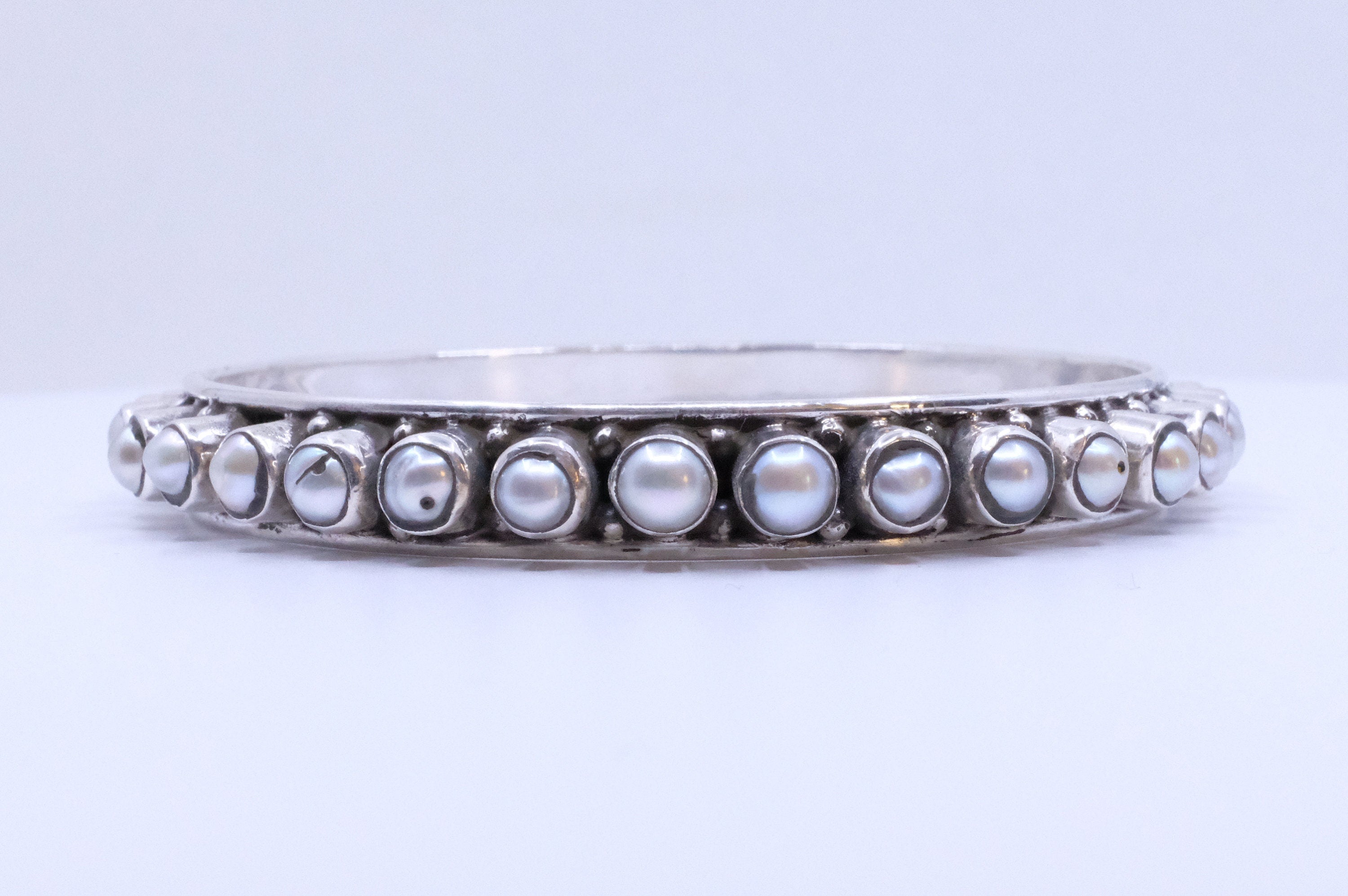 Sterling Silver Pearl Bangles