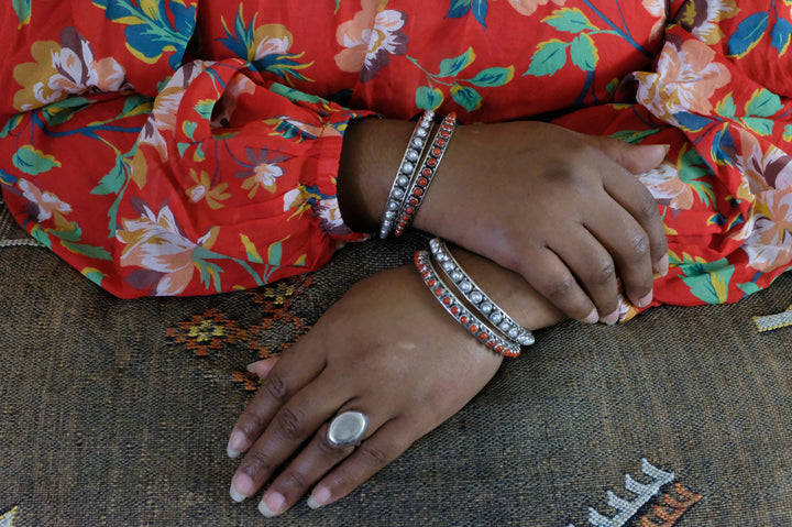 Sterling Silver Pearl Bangles