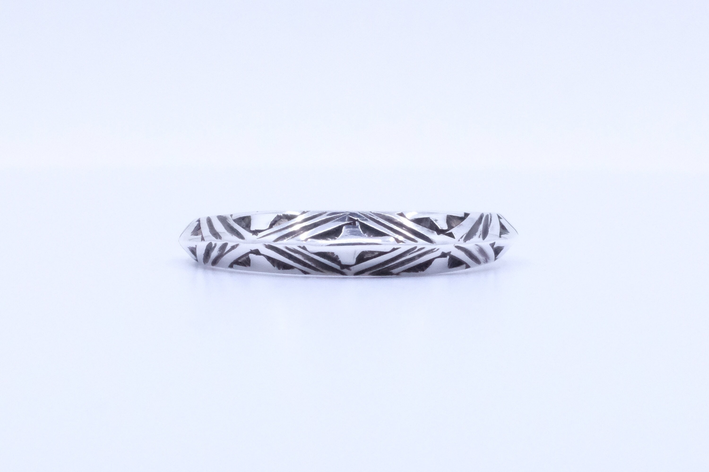 Fine Silver Etched African Tuareg Stacking Ring