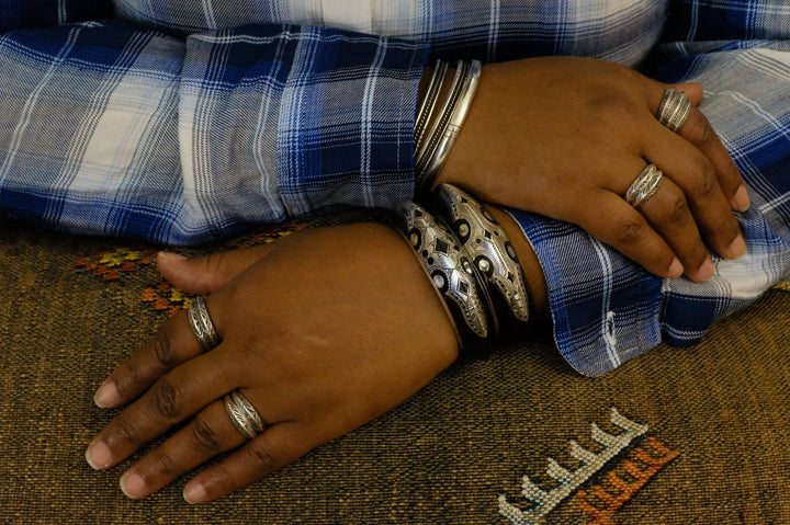 Fine Silver Etched African Tuareg Stacking Ring