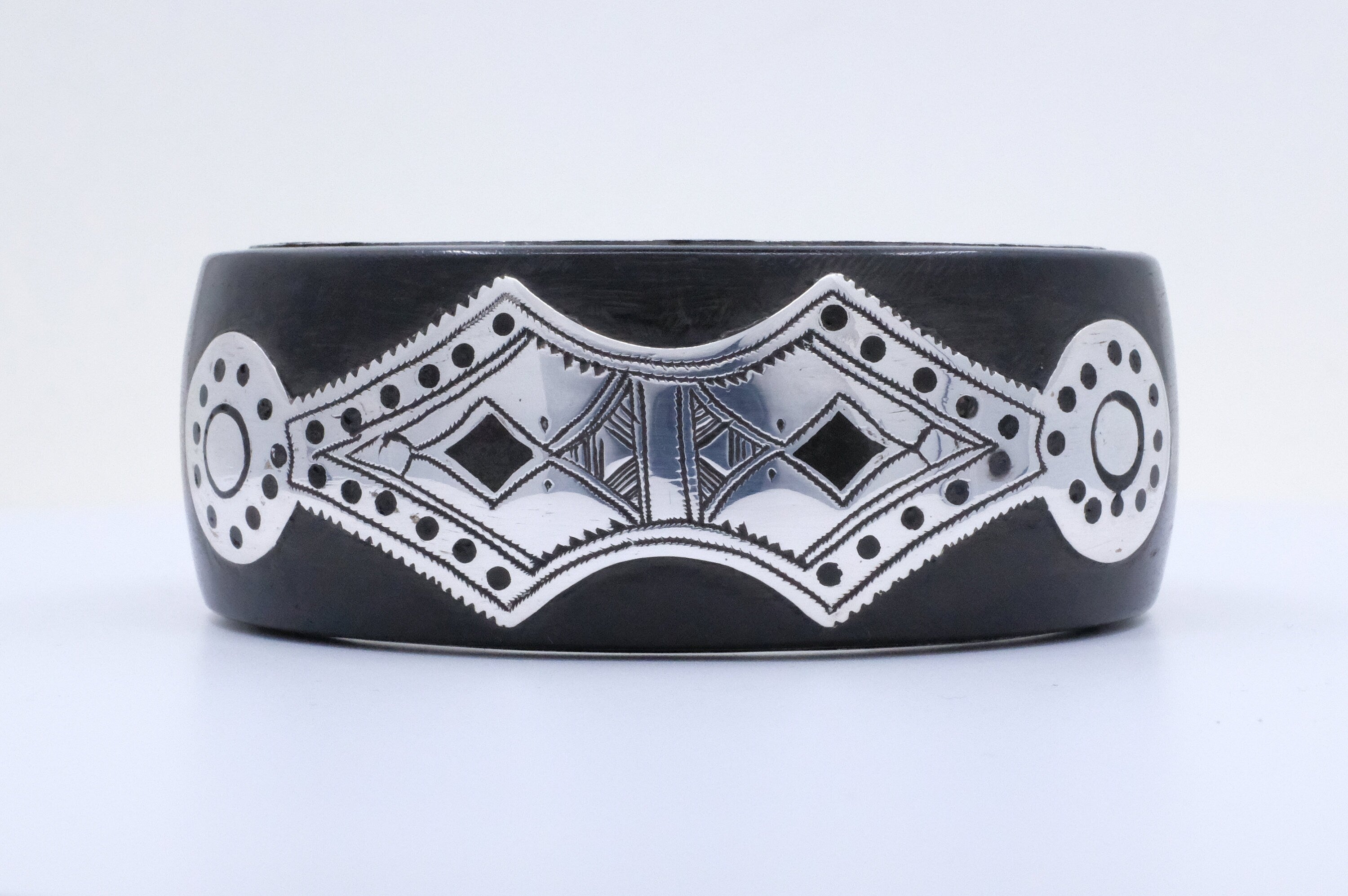 Fine Silver and Ebony Elhadji Koumama Tuareg African Cuff Bracelet