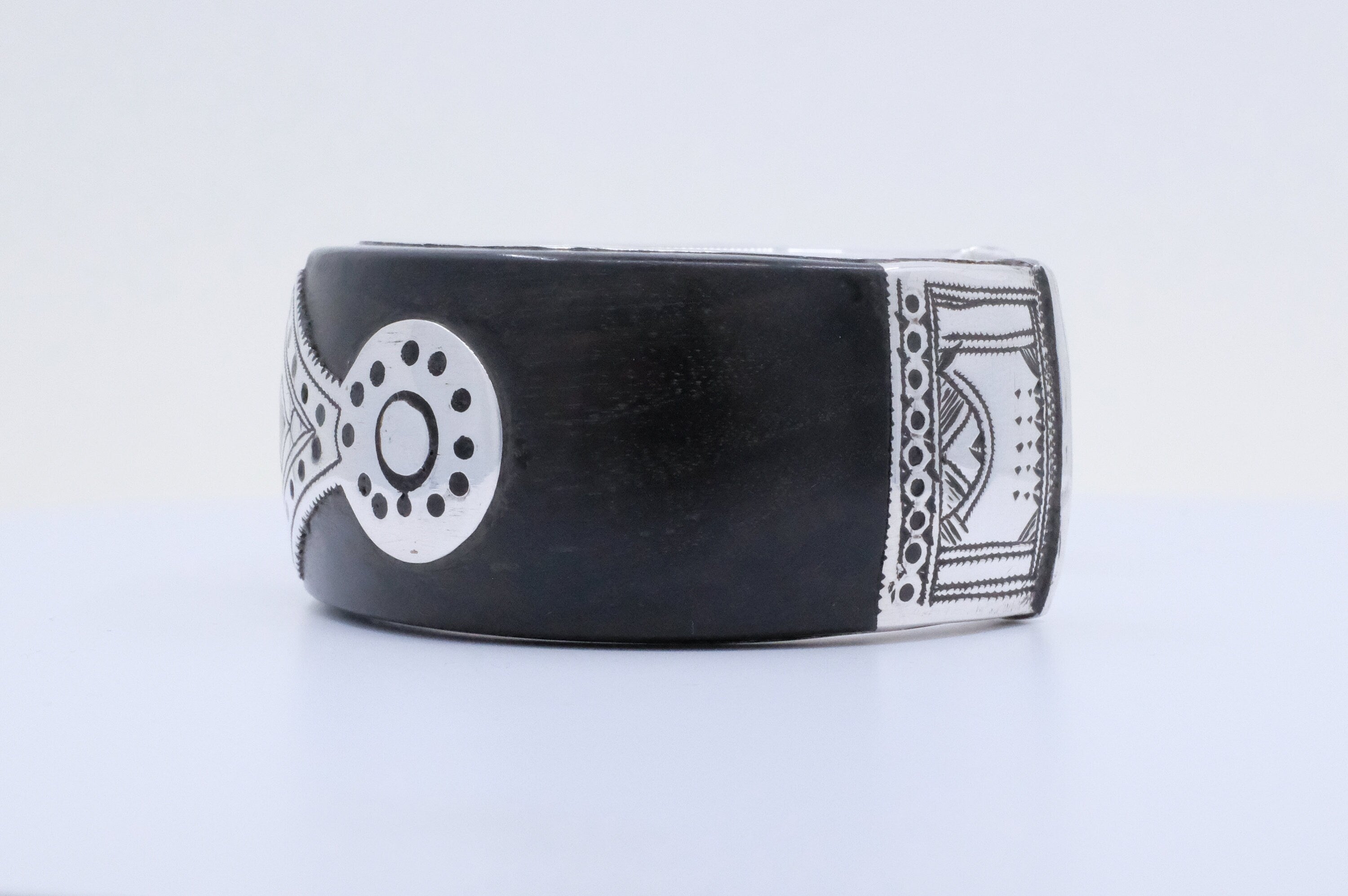 Fine Silver and Ebony Elhadji Koumama Tuareg African Cuff Bracelet