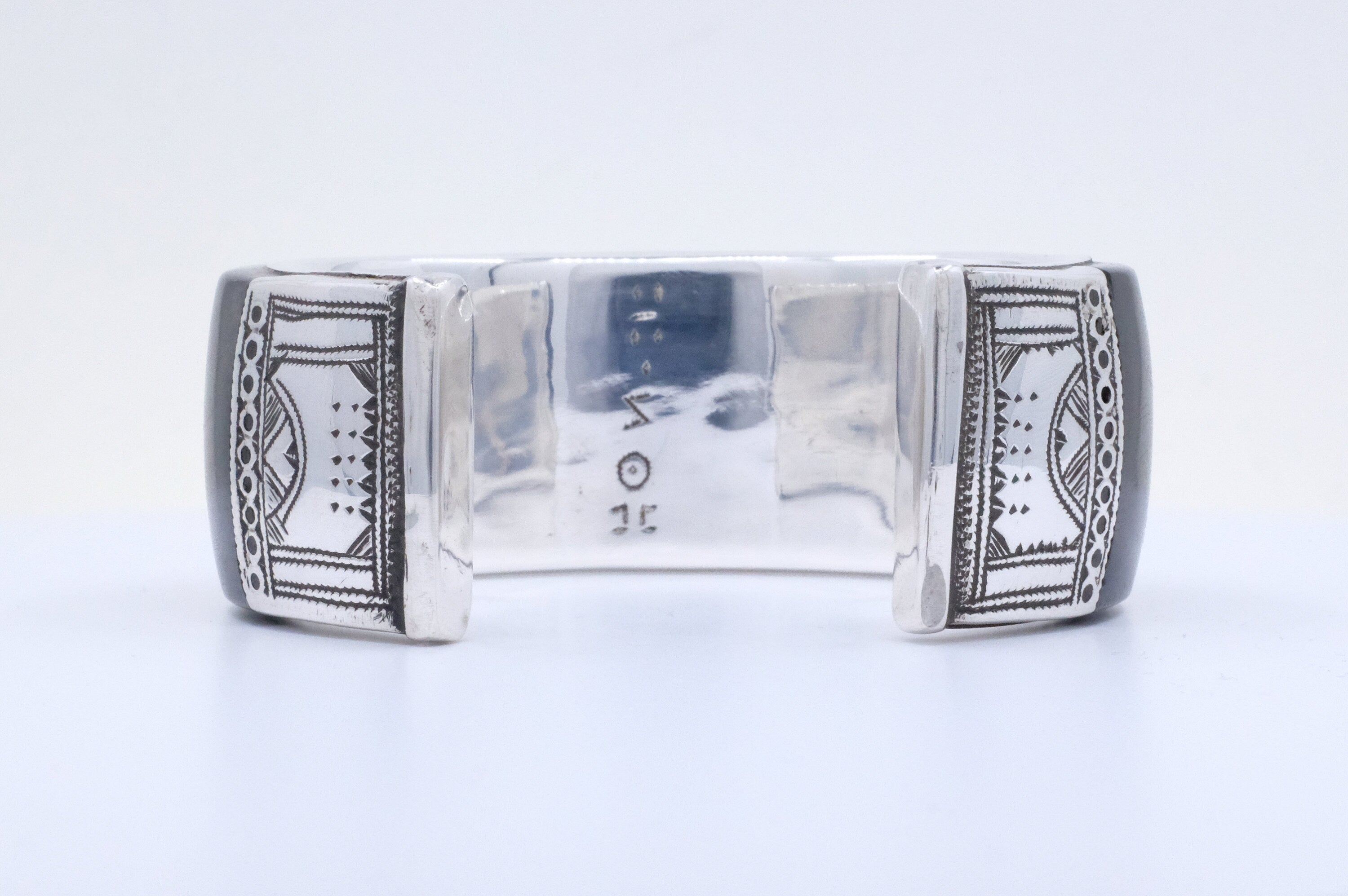 Fine Silver and Ebony Elhadji Koumama Tuareg African Cuff Bracelet