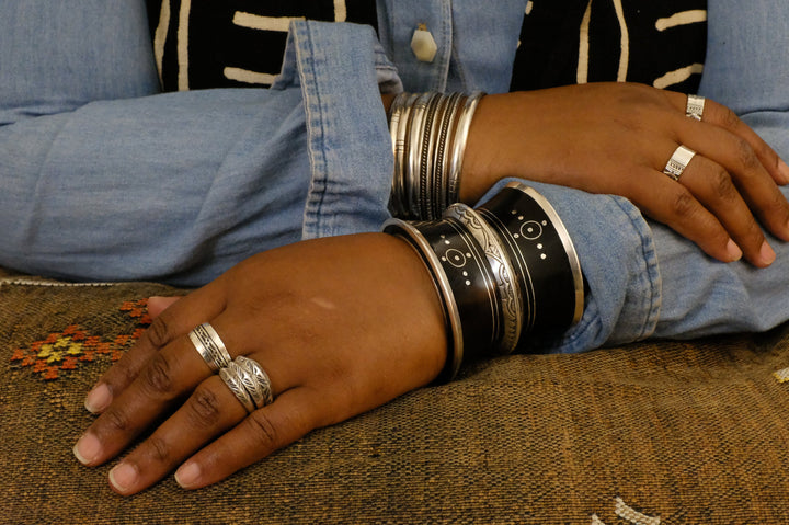 Fine Silver and Ebony Elhadji Koumama 1 Tuareg African Cuff Bracelet