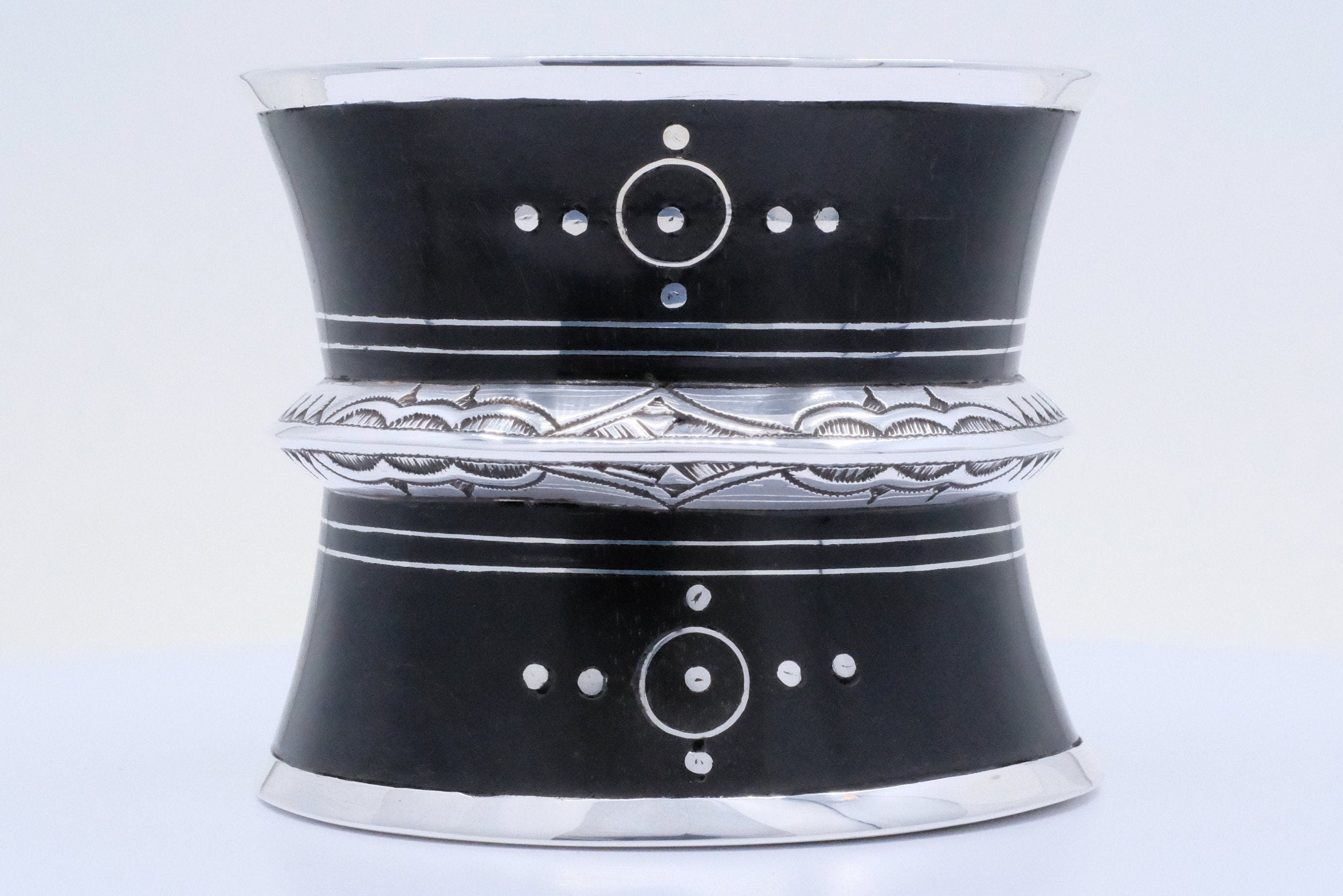 Fine Silver and Ebony Elhadji Koumama 1 Tuareg African Cuff Bracelet