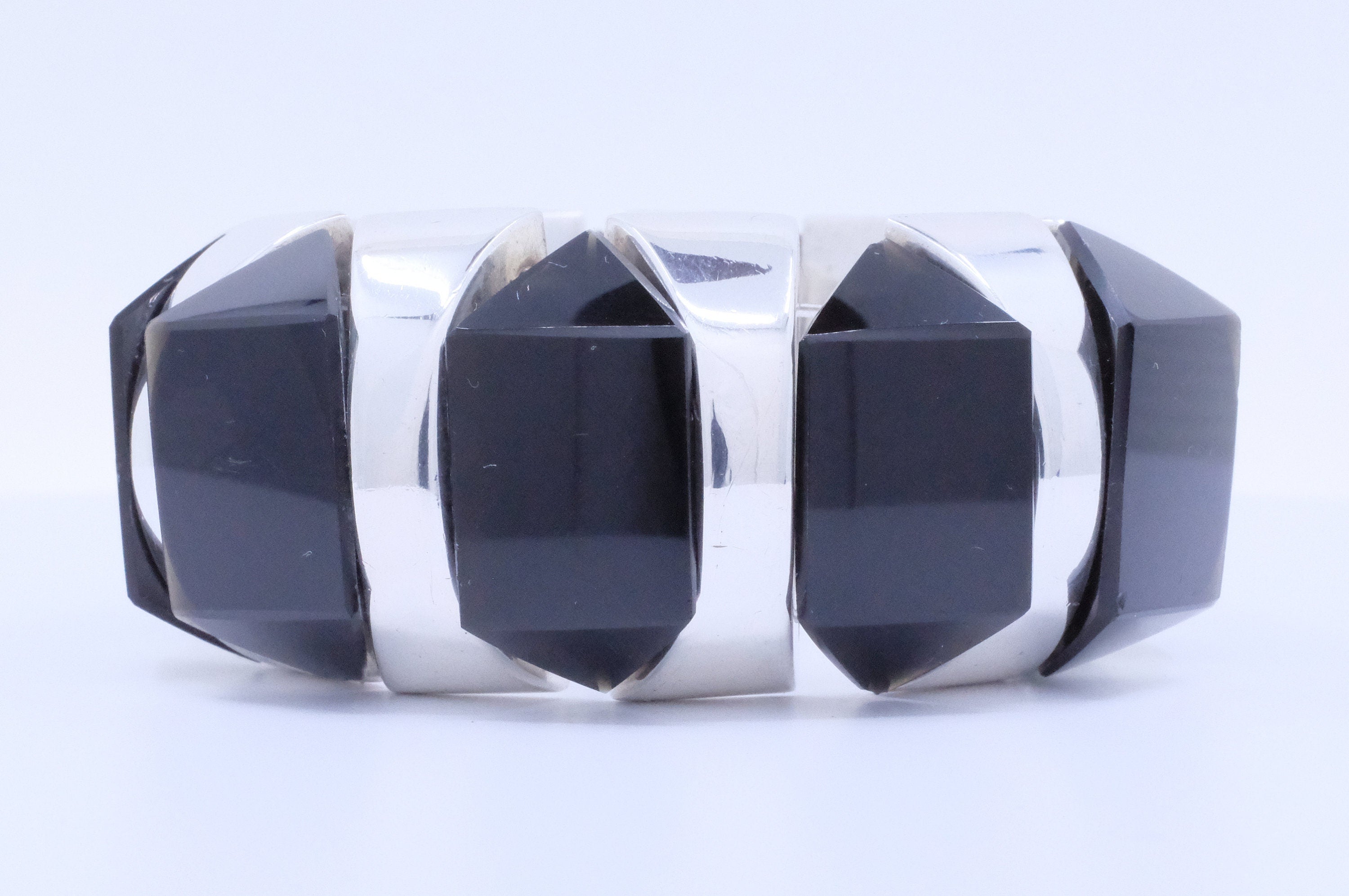 Sterling Silver Obsidian Bracelet