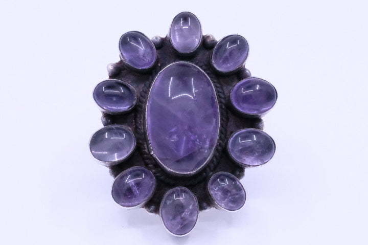 Sterling Silver Amethyst Cluster Ring