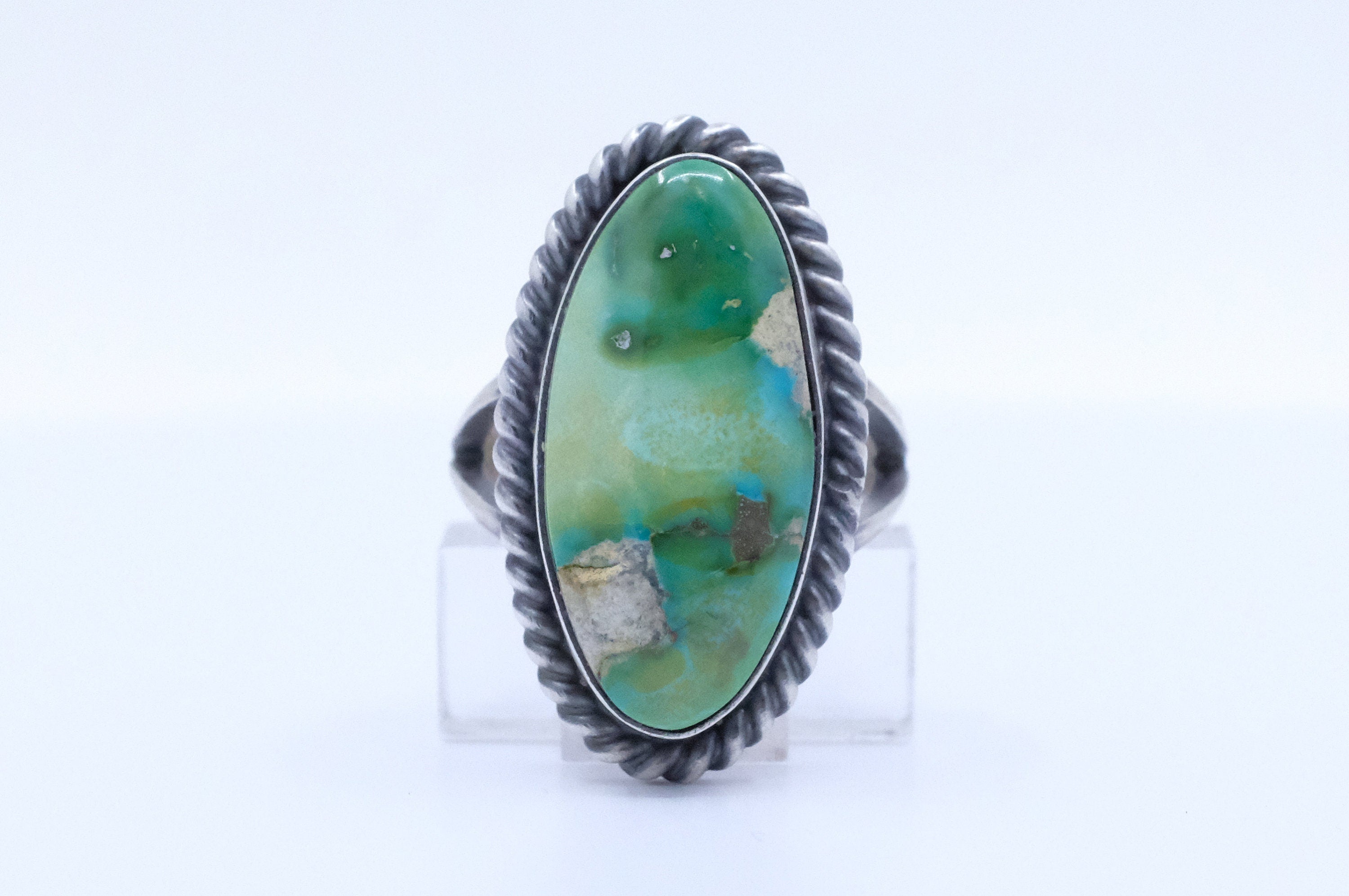 Sterling Silver Sonoran Gold Turquoise Mary Ann Spencer Navajo Ring