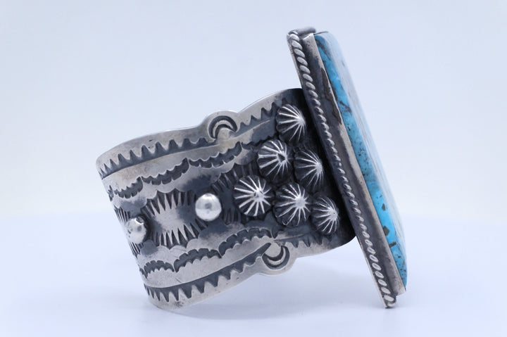 Sterling Silver Smoky Kingman Turquoise Chimney Butte Cuff Bracelet