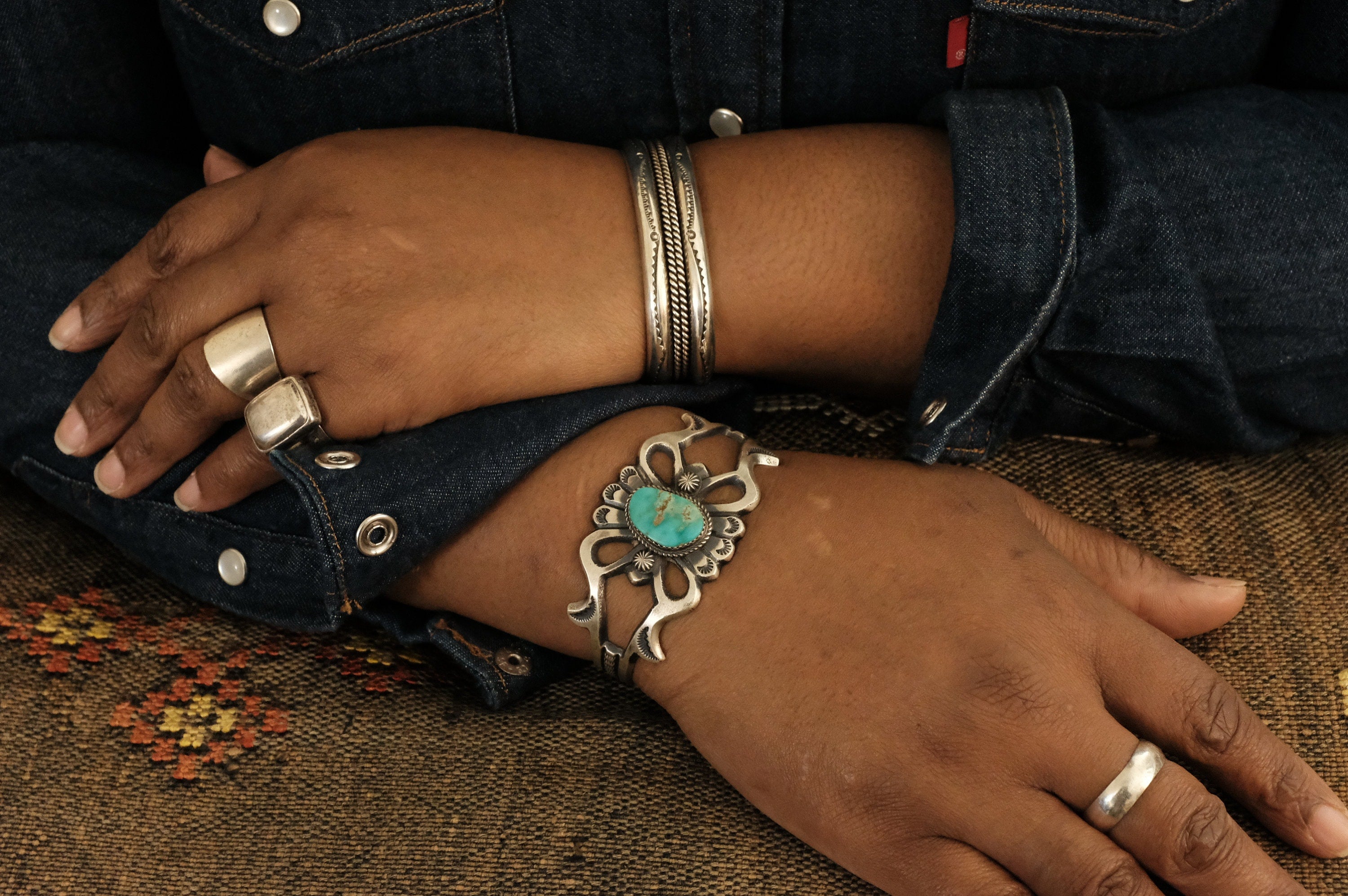 Sterling Silver Turquoise Martha Cayatineto Cuff Bracelet