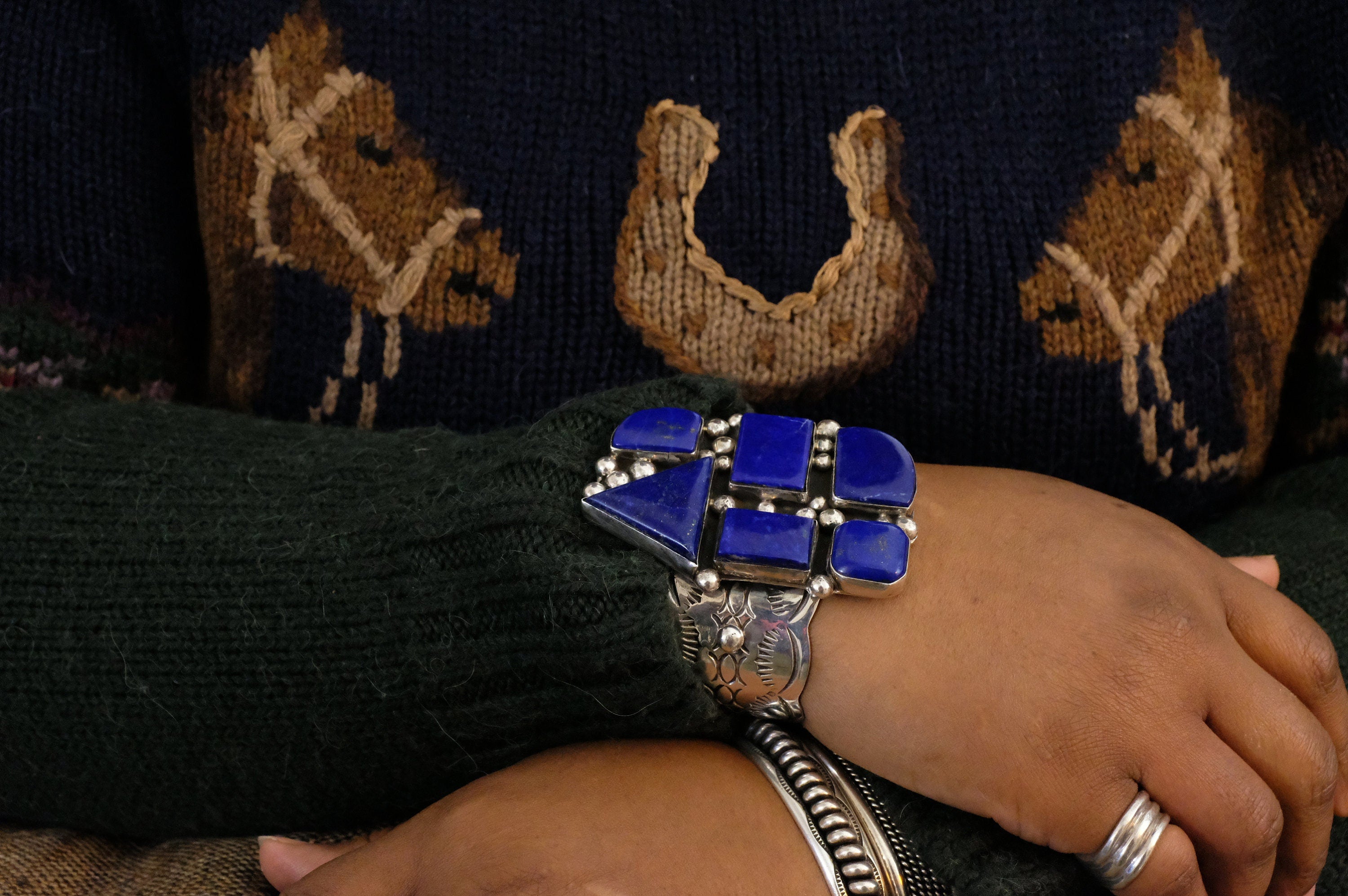 Sterling Silver Lapis Lazuli Chimney Butte Cuff Bracelet