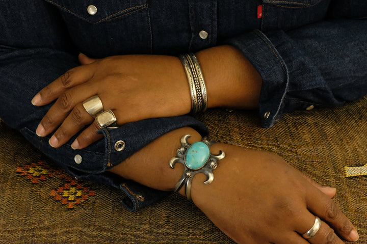 Sterling Silver Turquoise Chimney Butte Cuff Bracelet