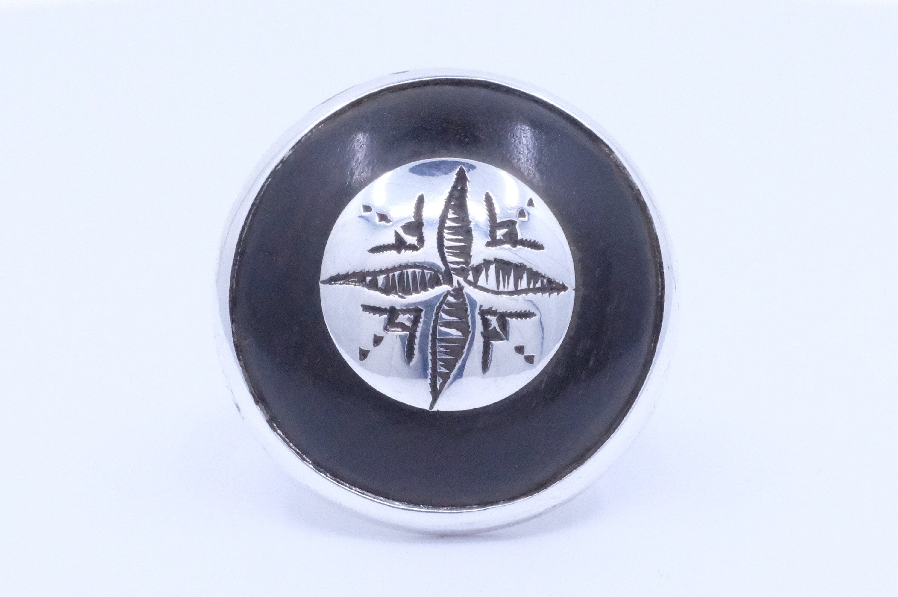 Fine Silver and Ebony Etched African Tuareg Ring