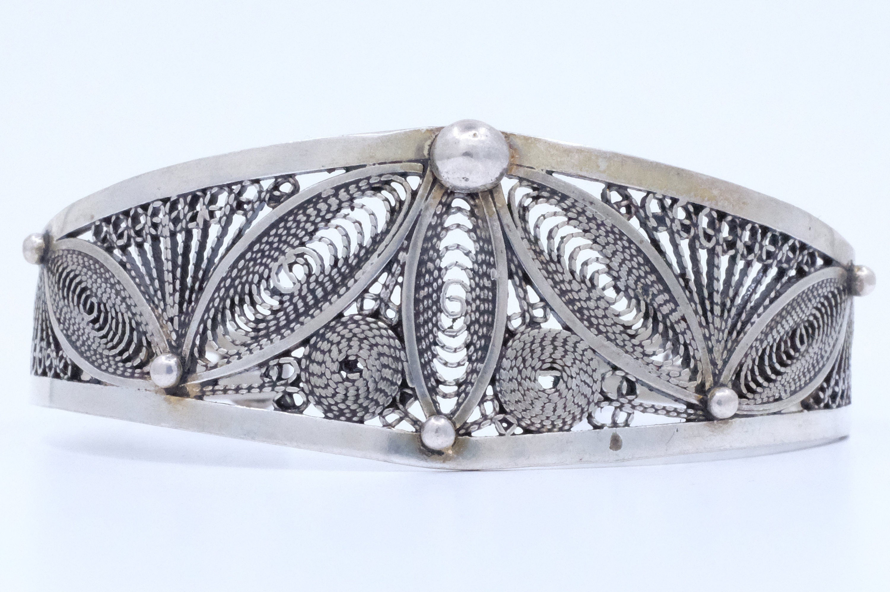 Silver Moroccan Filigree Cuff Bracelet