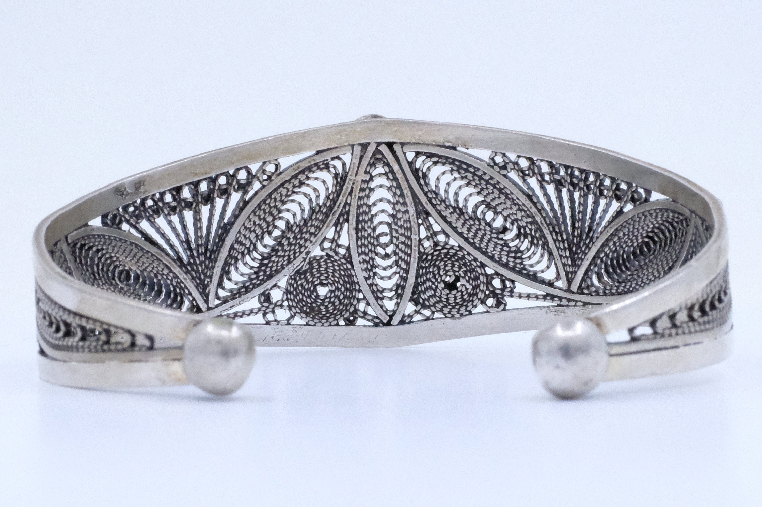 Silver Moroccan Filigree Cuff Bracelet