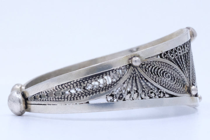 Silver Moroccan Filigree Cuff Bracelet