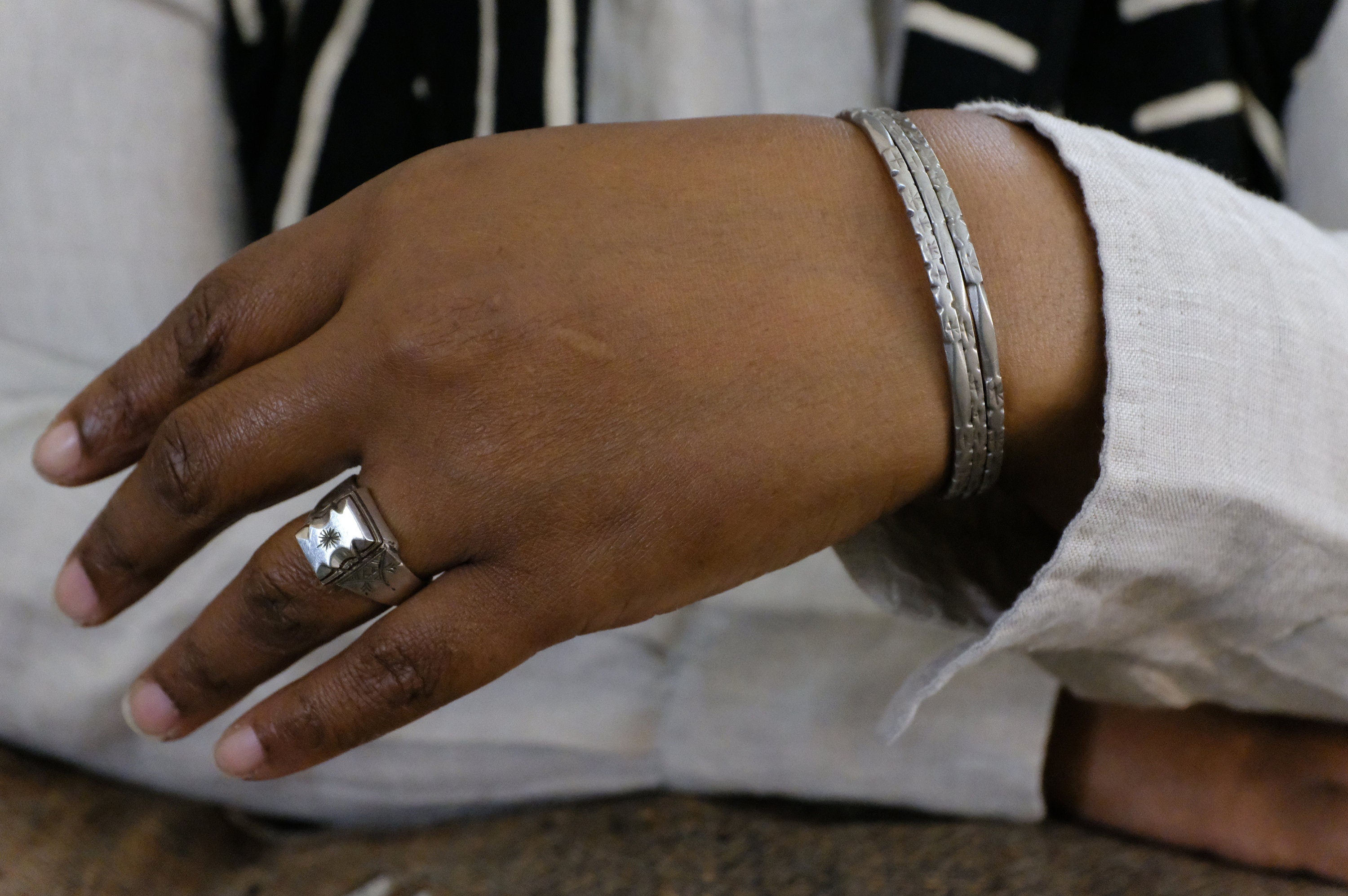 Silver Etched Moroccan Bangle