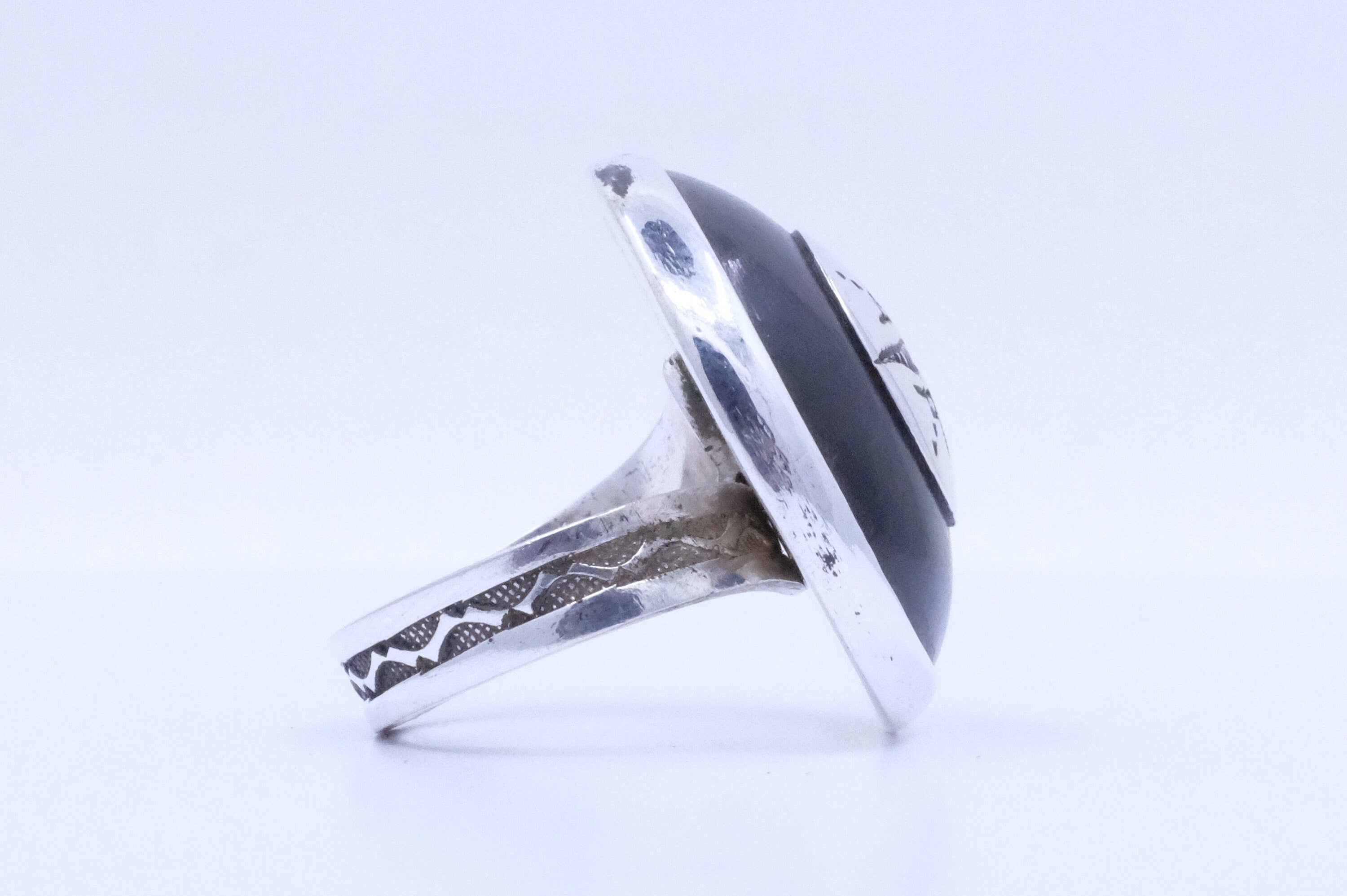 Fine Silver and Ebony Etched African Tuareg Ring