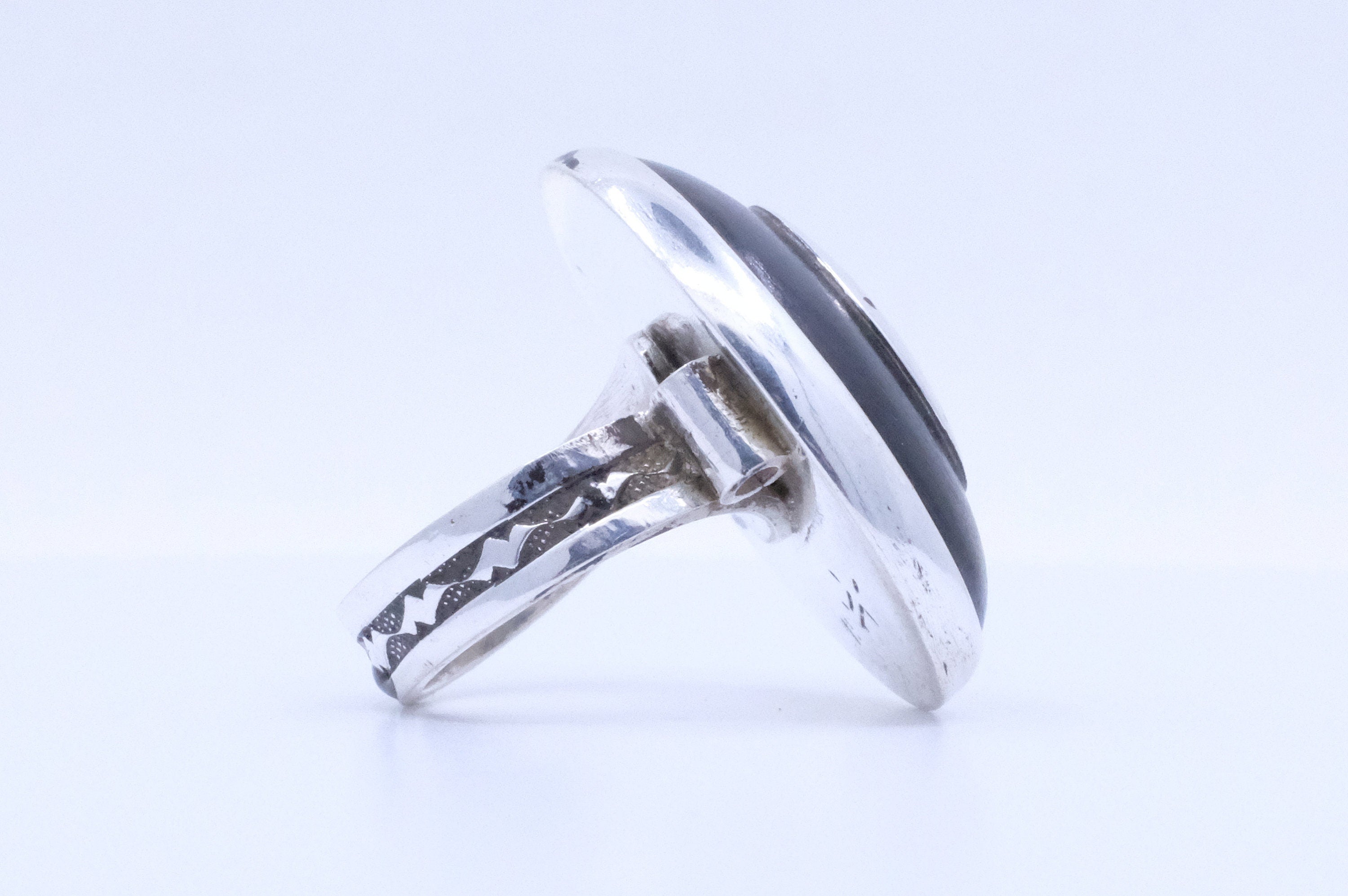 Fine Silver and Ebony Etched Tuareg Ring